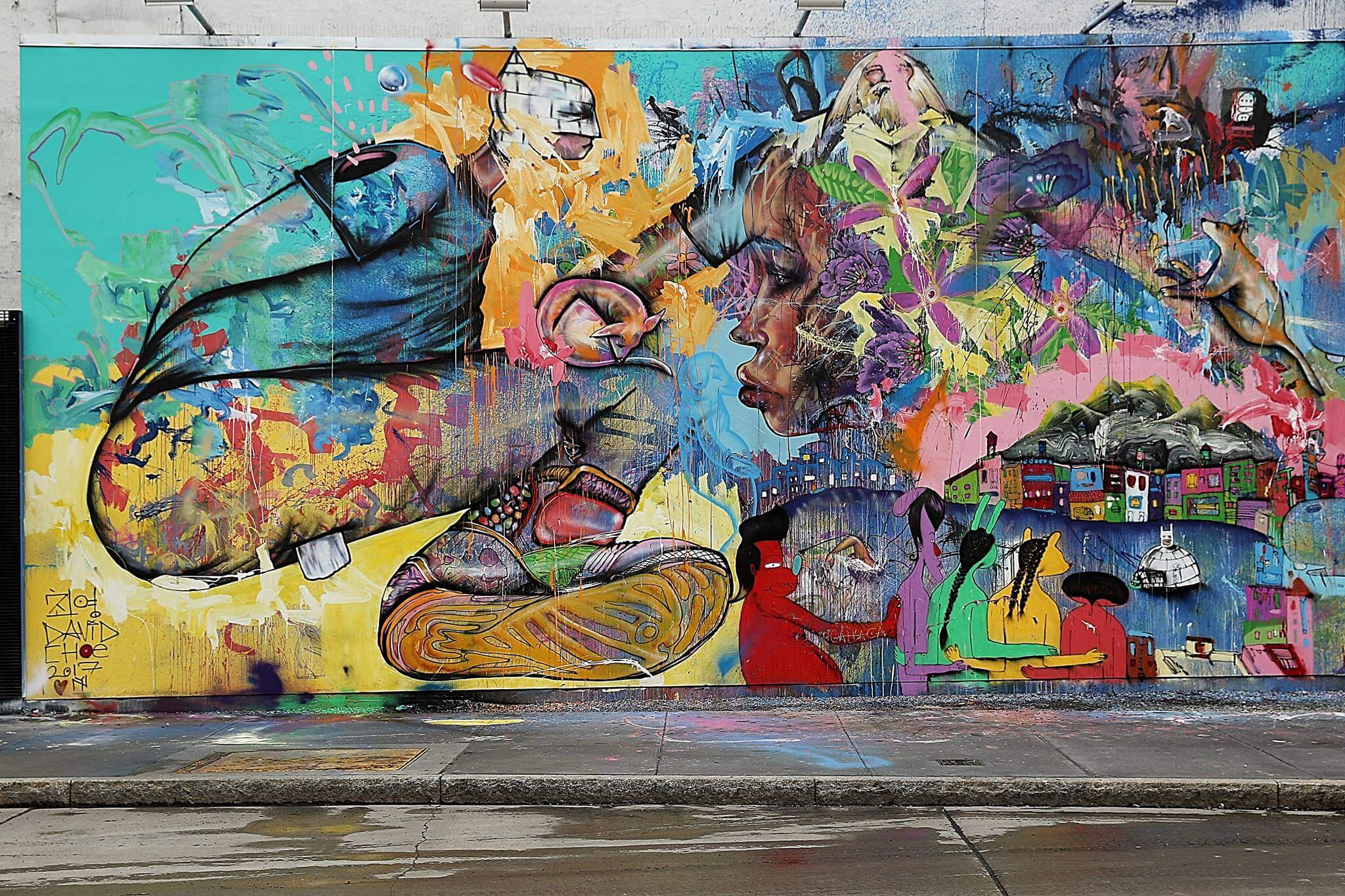 New mural by David Choe on the iconic Houston Bowery Graffiti Wall, New