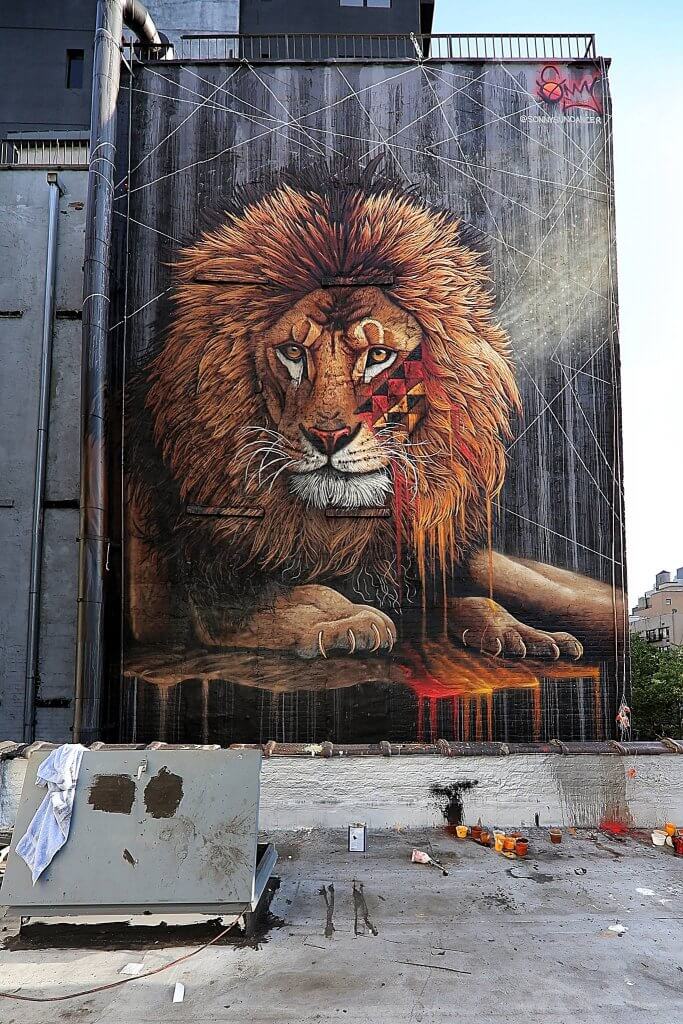 Sonny, Lion Street Art Mural, New York City To the Bone 2017. Photo credit @just_a_spectator