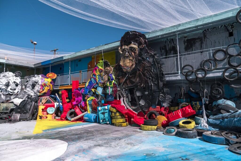 Bordalo II, Wild Wild Waste, Big Trash Animal Zoo, Life is Beautiful Festival, downtown Las Vegas 2018. Photo Credit JustKids