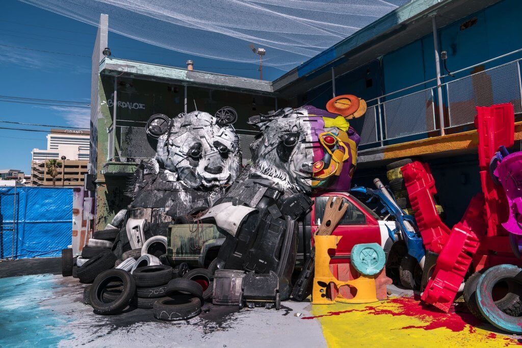 Bordalo II, Wild Wild Waste, Big Trash Animal Zoo, Life is Beautiful Festival, downtown Las Vegas 2018. Photo Credit JustKids