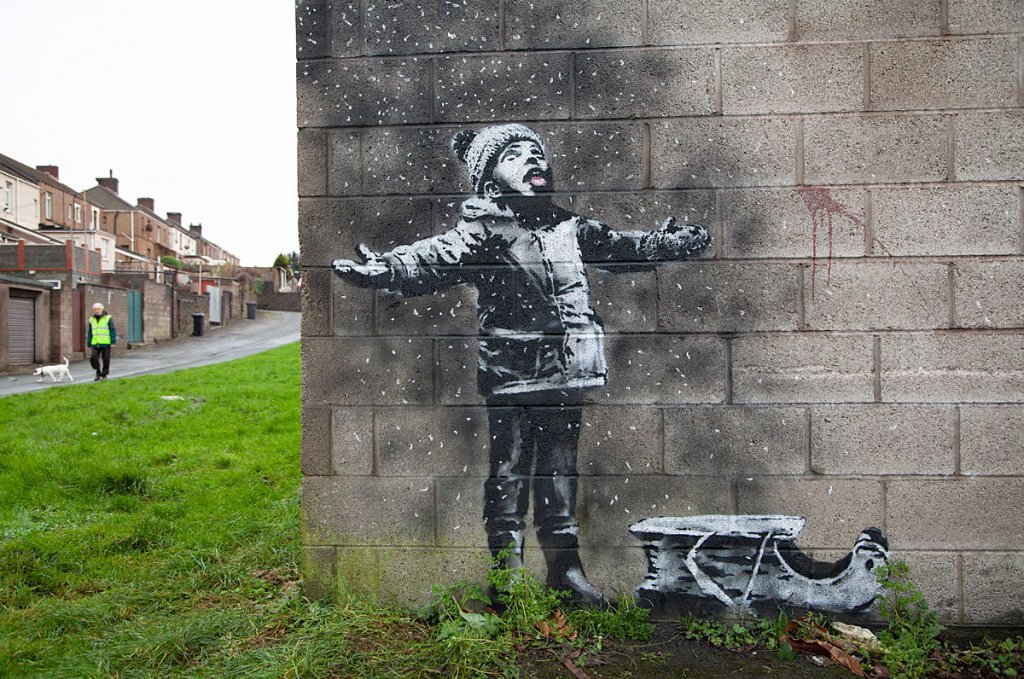 Banksy's Latest Mural "Season's Greetings" Can Be Found In Port Talbot ...