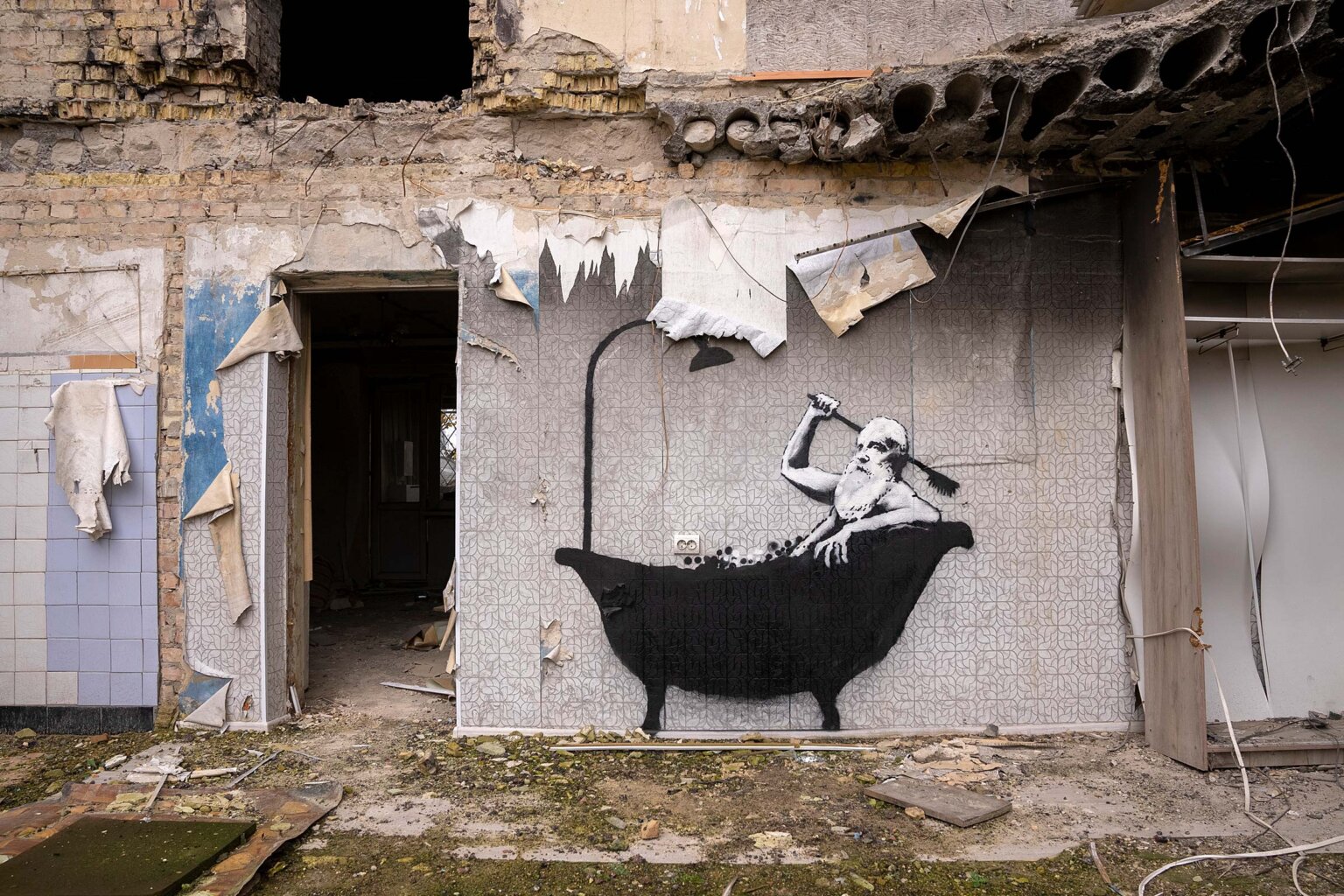 Banksy Reveals Seven New Artworks in WarTorn Ukraine, 2022