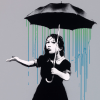 Banksy Nola AP blue green screen print Pest Control authenticated GraffitiStreet