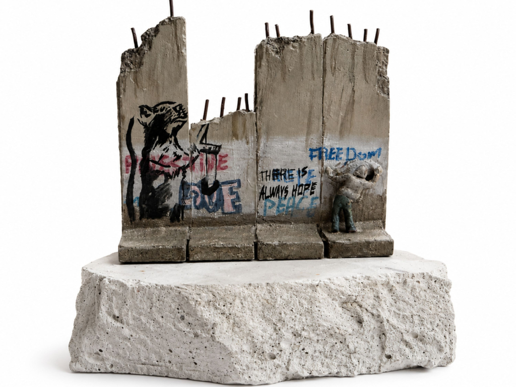 Banksy Walled Off Hotel Sling Shot Rat Defeated Wall Sculpture (2019-2020)