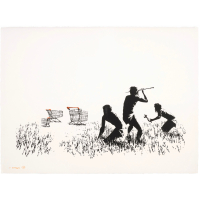 Banksy - Trolleys Black & White (Signed) Artist Proof
