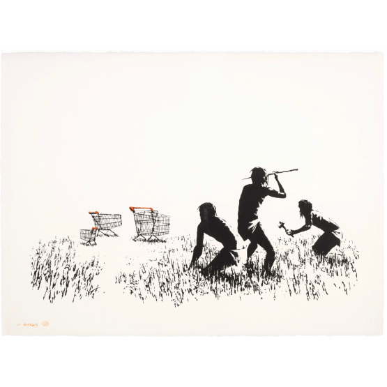 Banksy - Trolleys Black & White (Signed) Artist Proof